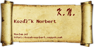 Kozák Norbert névjegykártya